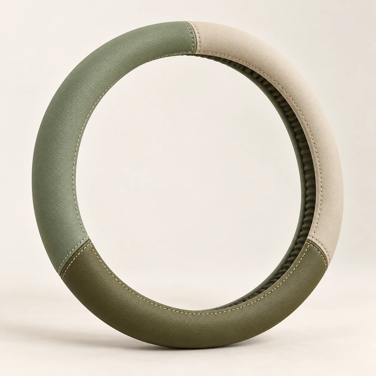 Botanical Signature Curve steering wheel cover in Sage / oatmeal / olive