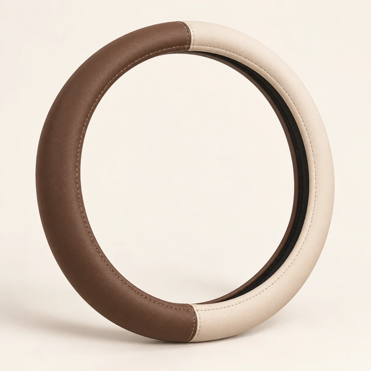 Cocoa & Cream Duo steering wheel cover in Cocoa / cream