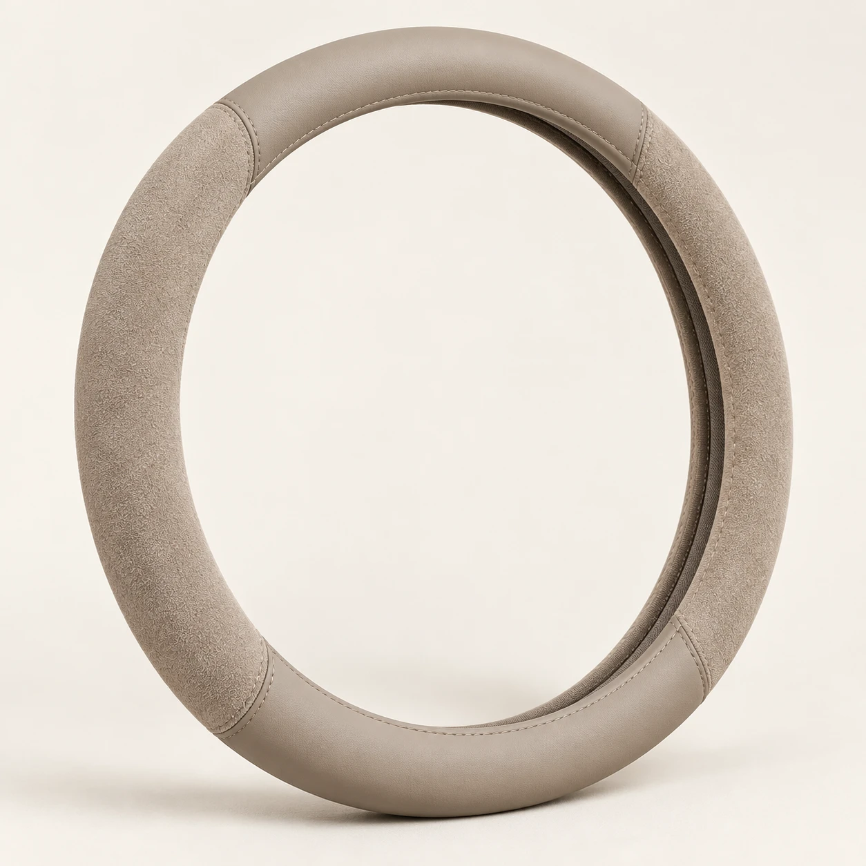 Sand Suede Touch steering wheel cover in Sand / taupe