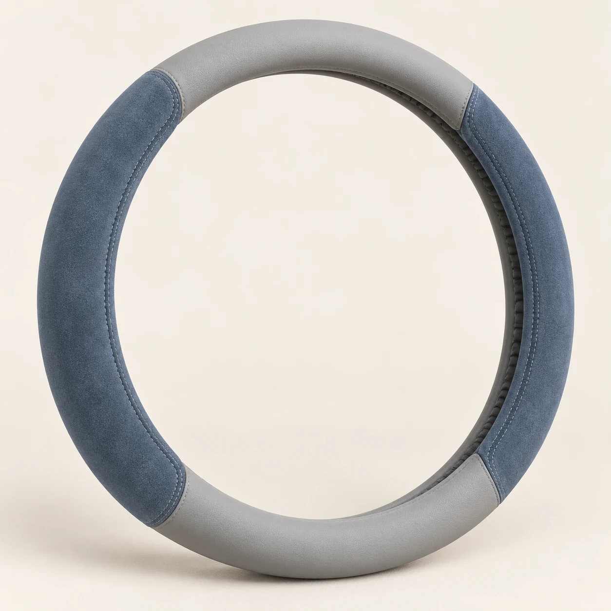 Slate Suede Touch steering wheel cover in Slate blue / light gray